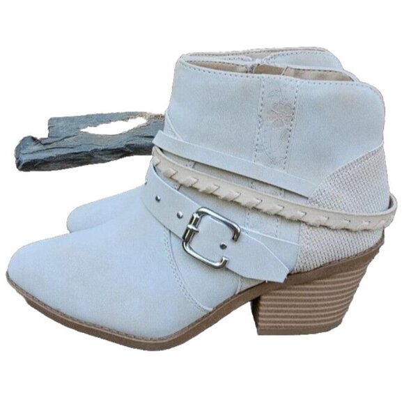 Maurices Western Ankle Booties Womens 6.5 M Tan Faux Leather Elsa Belted Boot - Picture 1 of 16